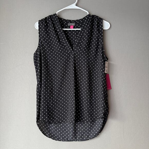 Vince Camuto Tops - Vince Camuto sz S black white polka dot sleeveless blouse NWT